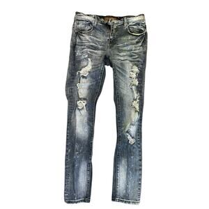 Crisp Denim Distressed Streetwear Light Wash Skinny Jeans Size 32 x 33